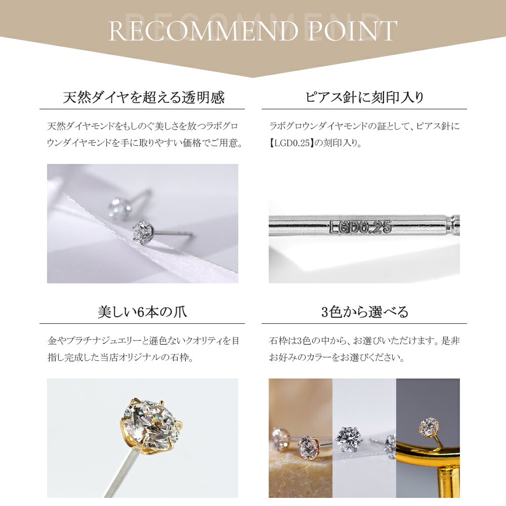 【片耳販売】0.25ct ラボグロウンダイヤモンド スタッドピアス