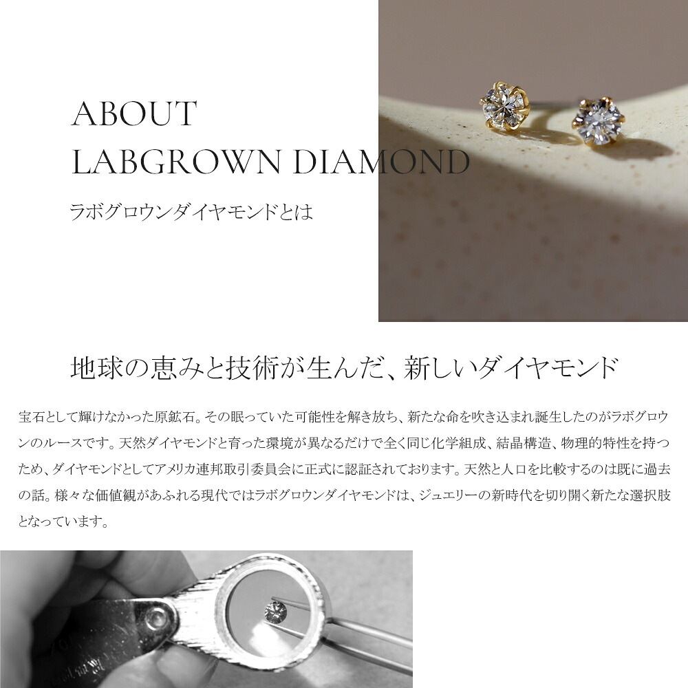 【片耳販売】0.15ct ラボグロウンダイヤモンド スタッドピアス