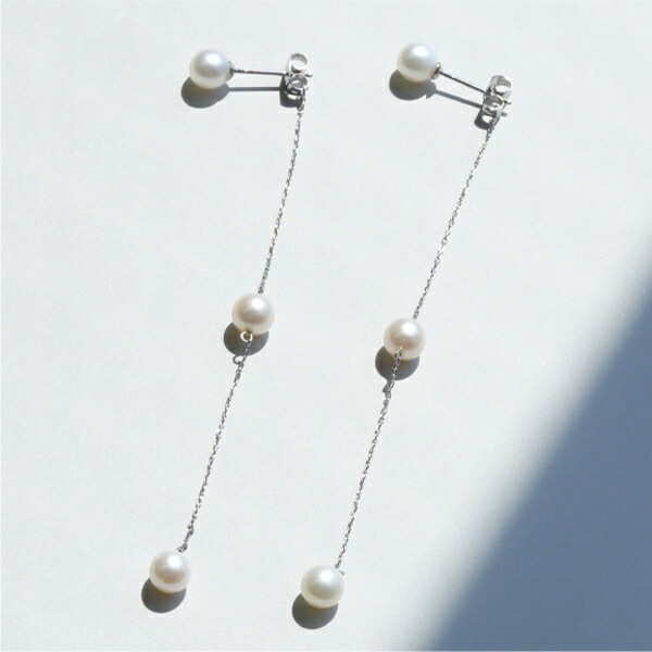 ピアス キャッチブラ 6MM 淡水P ロングチェーン