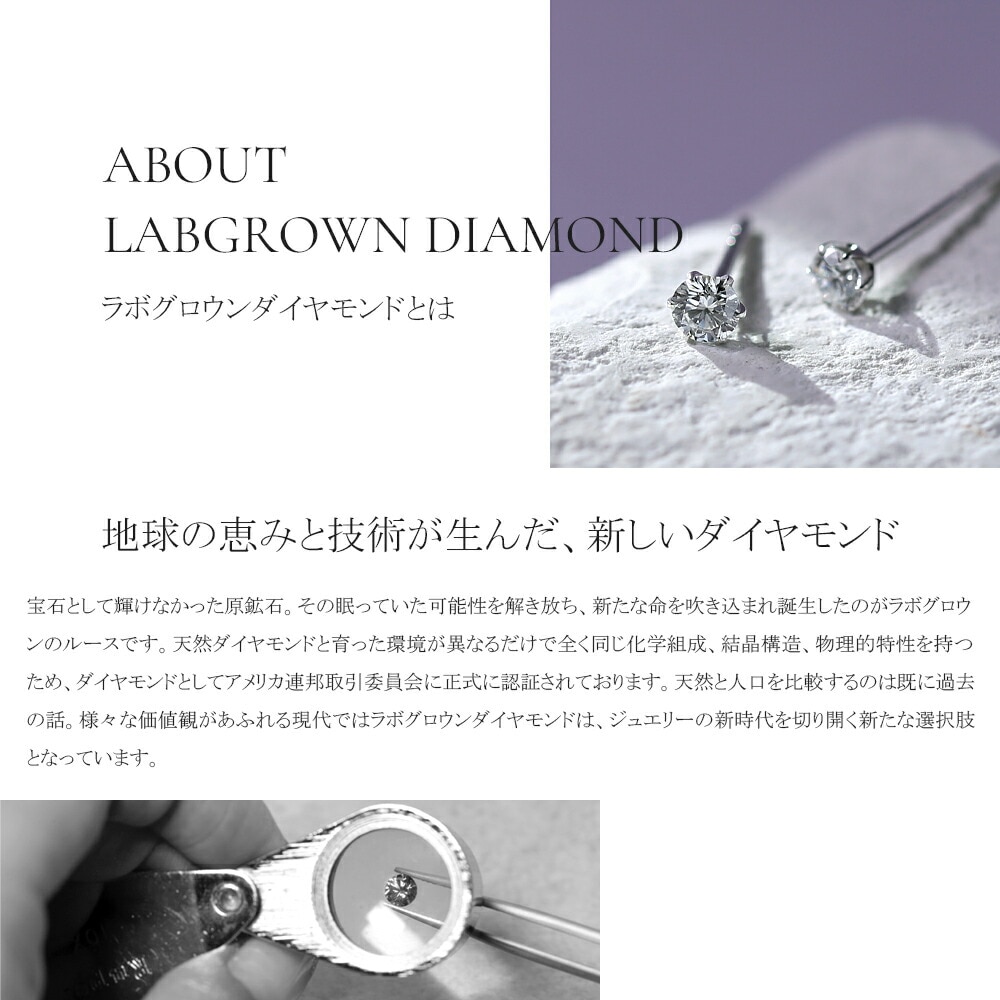 【片耳販売】0.1ct ラボグロウンダイヤモンド スタッドピアス