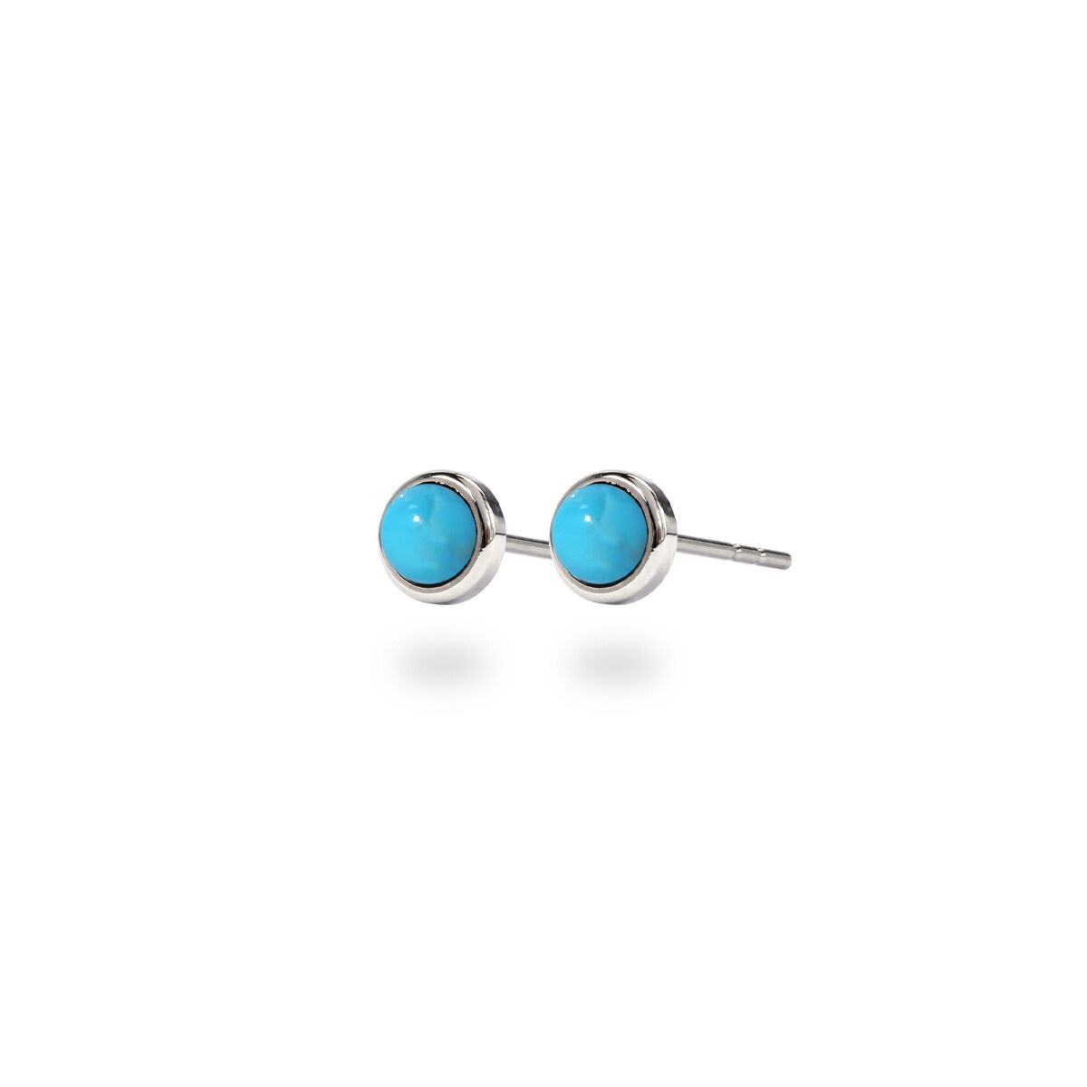 ターコイズ カボションカット  覆輪風 スタッドピアス ［4mm］