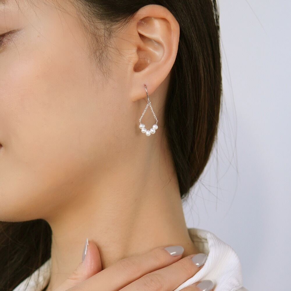 ピアス 金属アレルギー対応 セカンドピアス ファーストピアス レディース 誕生日 プレゼント ステンレス316 フック ワイヤーフック ピアス 天然石 誕生石(06月) 淡水パール【両耳用】