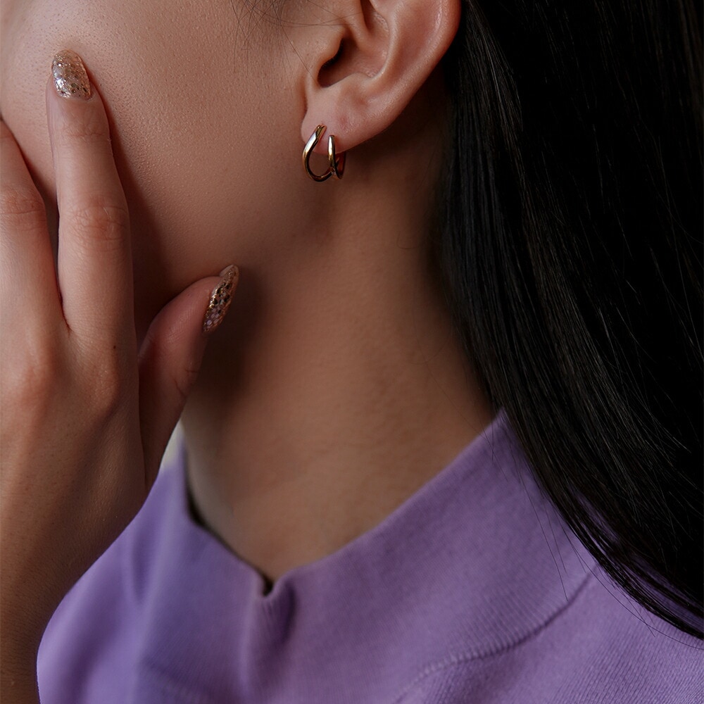 ツイン フープクロッシングピアス