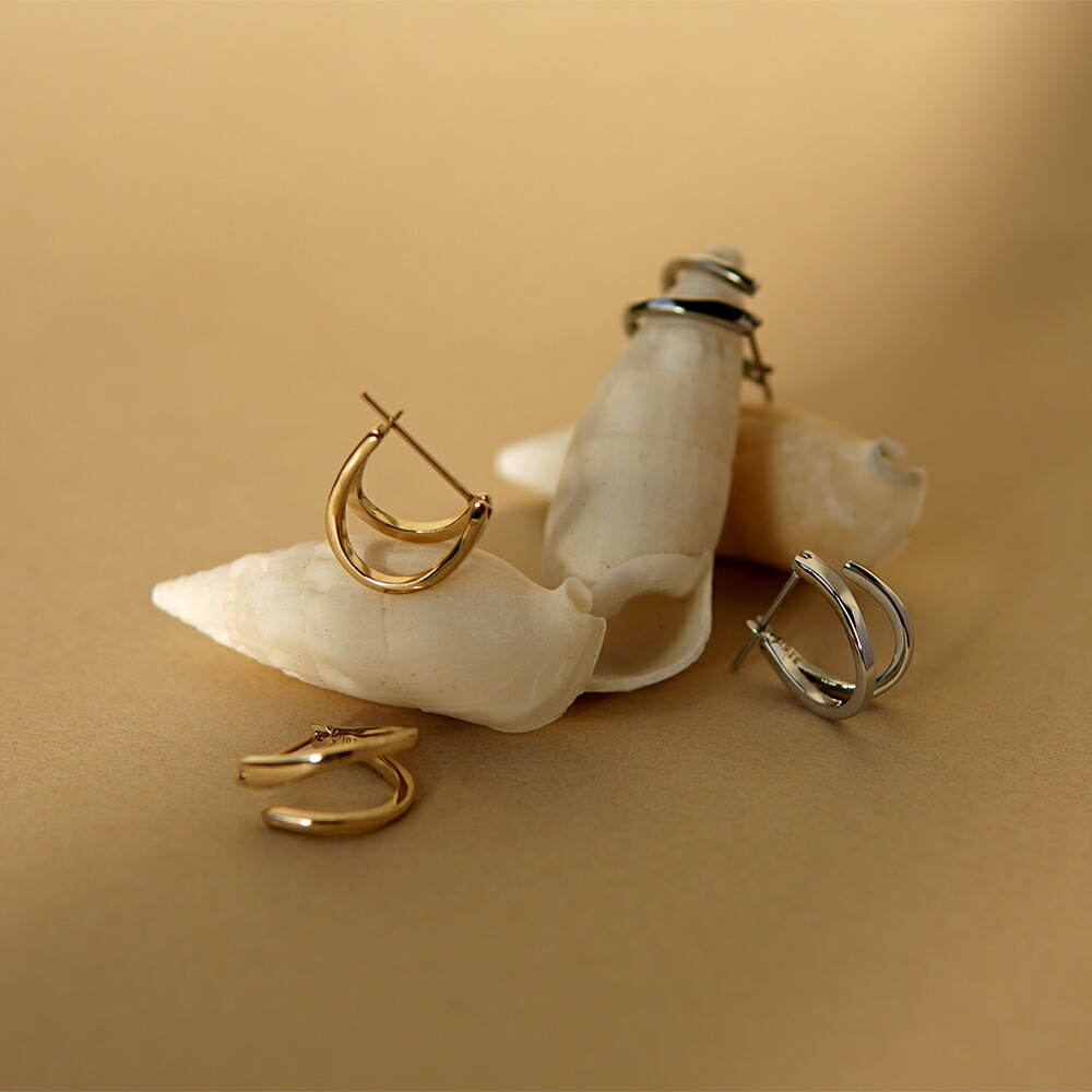 ツイン フープクロッシングピアス
