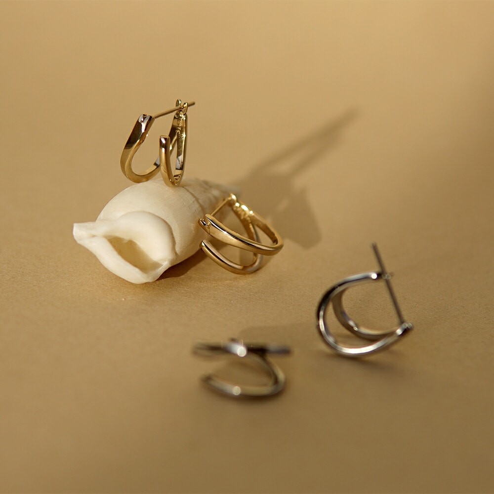 ツイン フープクロッシングピアス