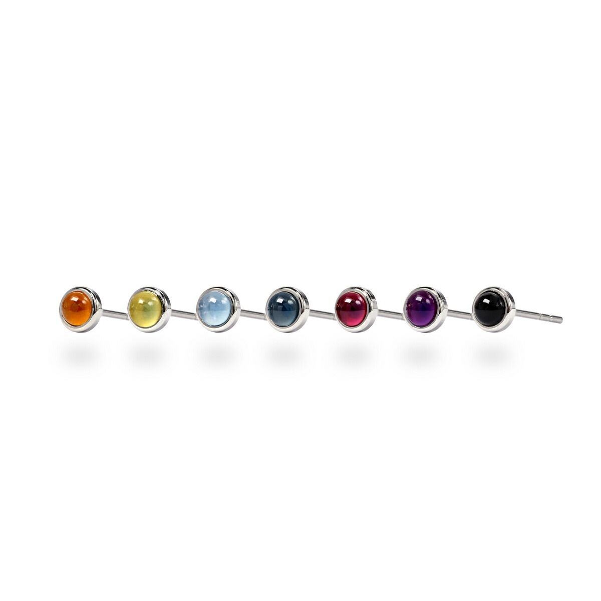 天然石 カボションカット  覆輪風 スタッドピアス ［3mm］