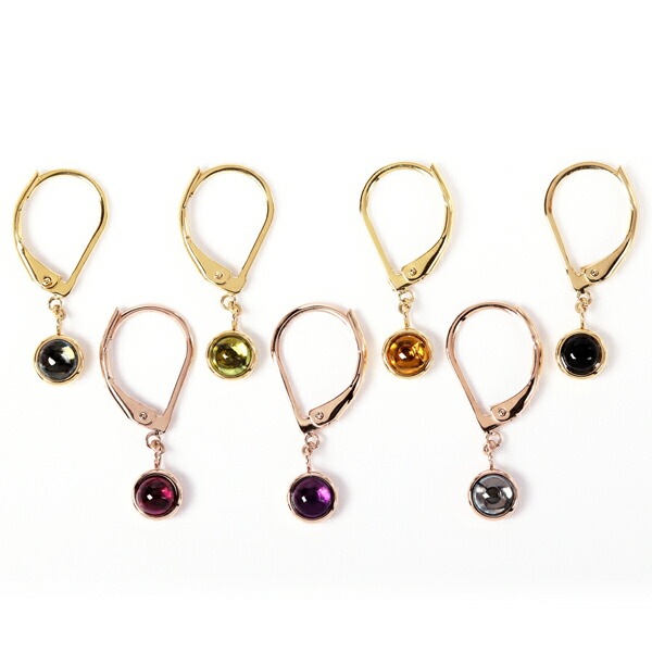 天然石カボションカット  ジャーマンフックピアス ［4mm］