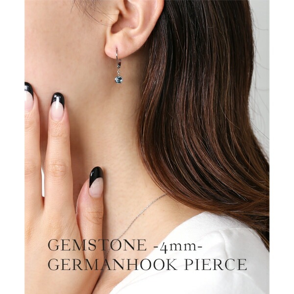 天然石カボションカット  ジャーマンフックピアス ［4mm］