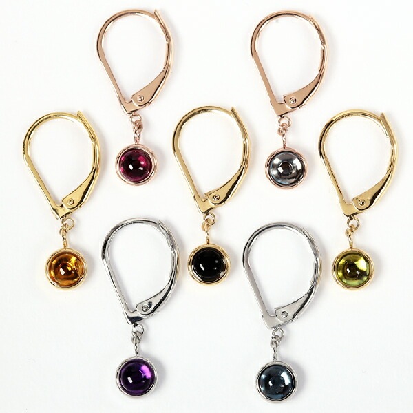 天然石カボションカット  ジャーマンフックピアス ［4mm］