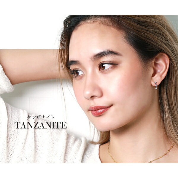 天然石×キュービック 3連 スタッドピアス ［3mm］