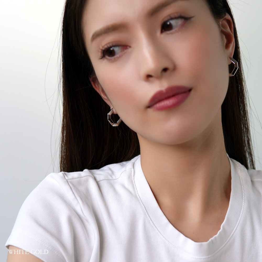 【片耳販売】六角形中折れ式ピアス