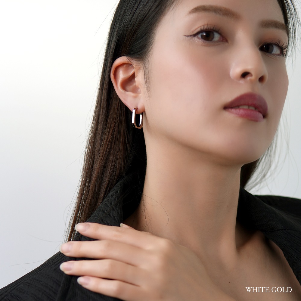 【片耳販売】エッジスクエア中折れ式ピアス