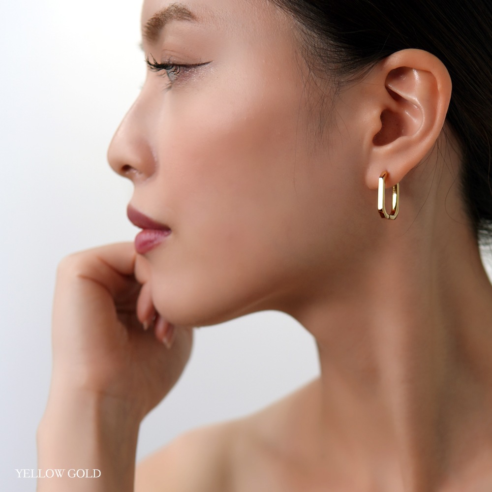 【片耳販売】エッジスクエア中折れ式ピアス