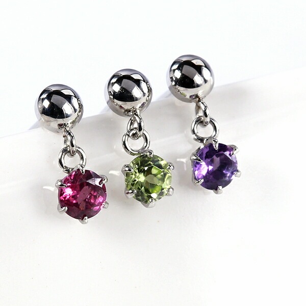 天然石 半丸 スタッドピアス ［3mm］