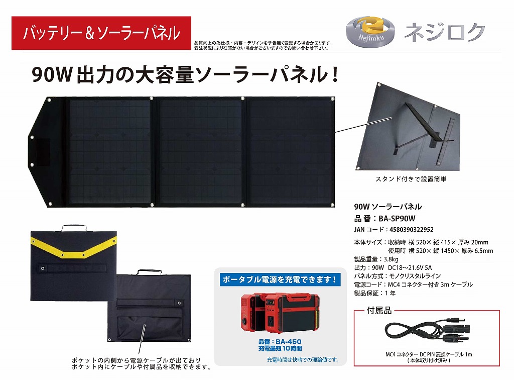 ソーラーパネル BA-ＳＰ90W＜富士倉＞