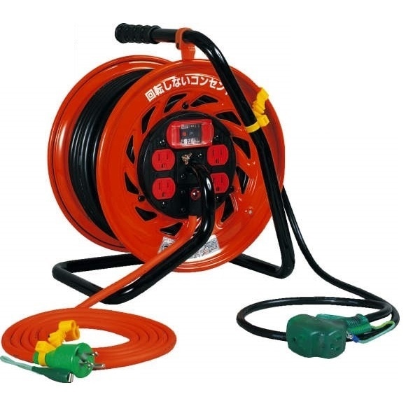 電工ドラム 100V 屋内型 マジックびっくリール 温度センサー付 過負荷漏電保護兼用ブレーカー付 30m　RZ-EK30S＜日動工業＞