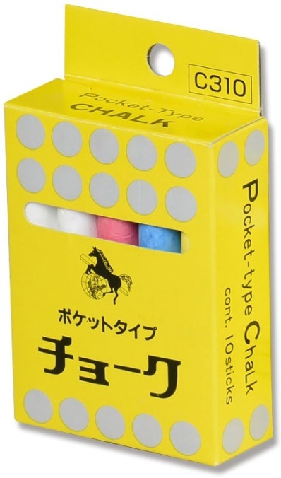 在庫あり【４色入り】 ポケットチョークC310　白7・赤1・青1・黄1：10本入り 【追跡メール便】 馬印