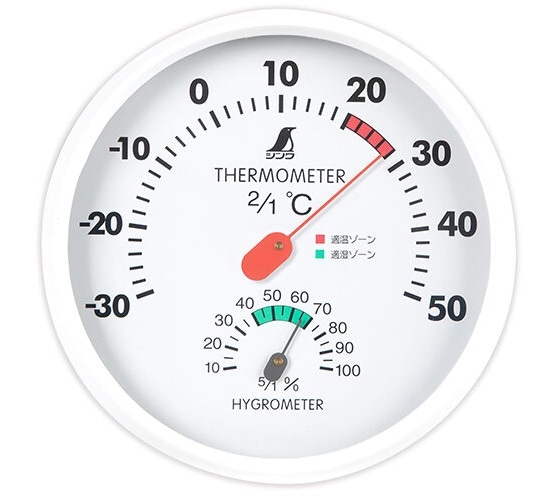72597 温湿度計　Ｆ　丸型　15ｃｍ ホワイト 【追跡メール便】シンワ測定