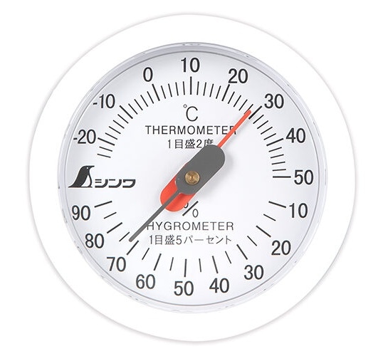 72695 温湿度計　Ｕ－３　丸型　6.5ｃｍ ホワイト 【追跡メール便】シンワ測定