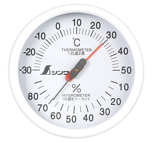 72665 温湿度計　Ｕ－１　丸型　10cm ホワイト 【追跡メール便】シンワ測定