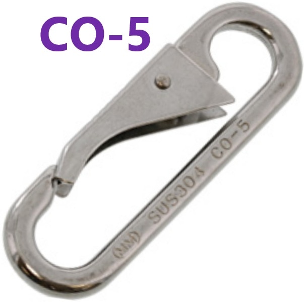 在庫品・150円OFF：2個目から同シリーズで】 MM スナップフック CO型 CO-5 ステンレス 水本 【追跡メール便】 カラビナ ・ チェーン 水本機械製作所 フック