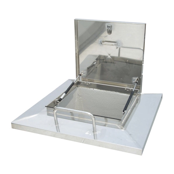 鍵付あんしんハッチ ガスダンパー式 700×1100 取手付 穴無アングル付 水上