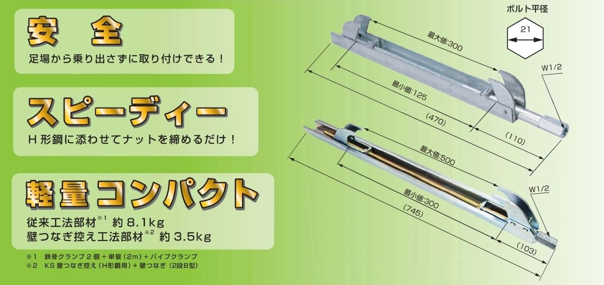 KS壁つなぎ控え H形鋼用 10本入り 1064100 国元商会 | | 金物