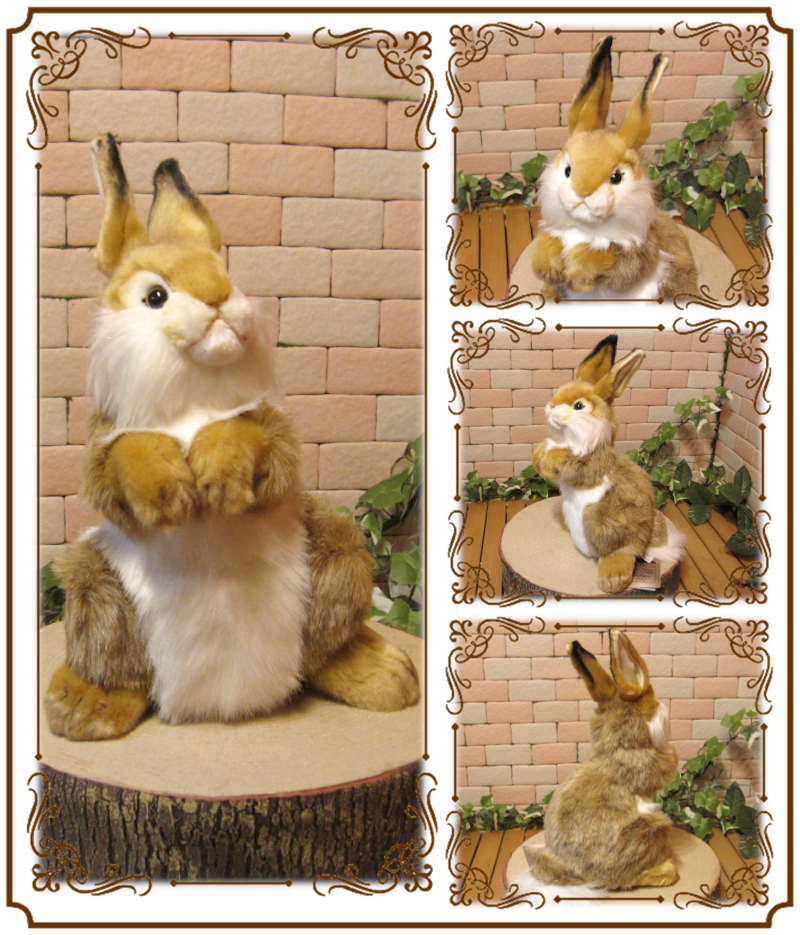 立ちうさぎ ブラウン 大きくてリアルなウサギのぬいぐるみ 置物