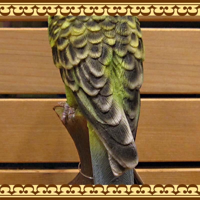 リアルな鳥の置物 レジン製 グリーン セキセイインコ | かわいい動物 