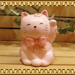 お花とラインストーンでおめかし♪ 可愛いアニマルバンク ネコとサクラの貯金箱 招き猫 お部屋のインテリアにギフトとしても