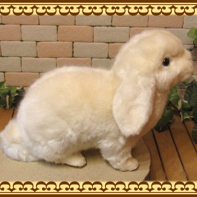 ロップイヤー ホワイト リアルなウサギのぬいぐるみ うさぎの置物