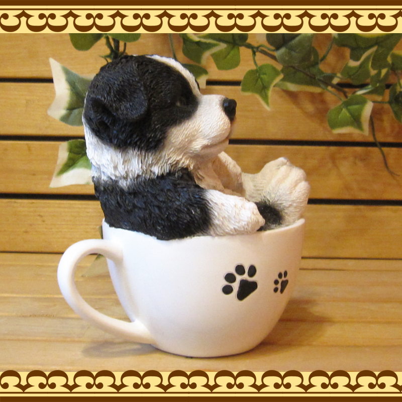 ボーダーコリーの赤ちゃんコリー子犬彫像動物彫刻コレクション