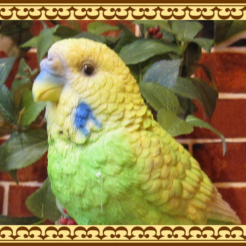 リアルな鳥の置物 レジン製 セキセイインコ 大 グリーン とりの