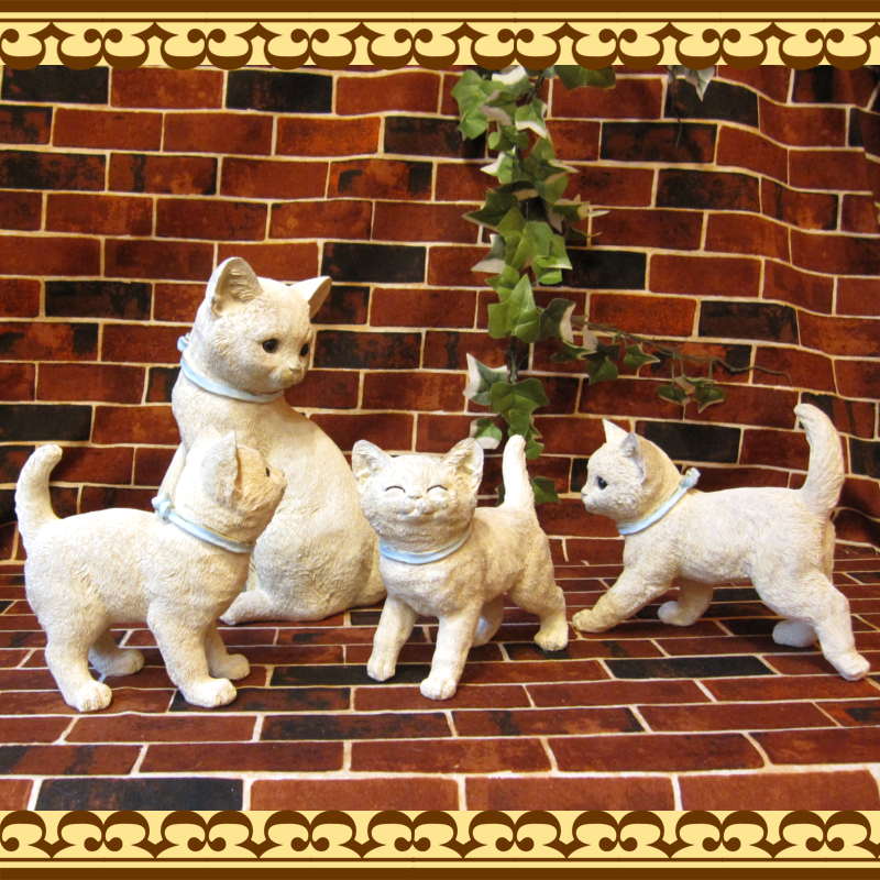 陶器製猫の置物 4体セット 猫の置物 4体 陶器製 猫の置物 4体セット sen｜twin