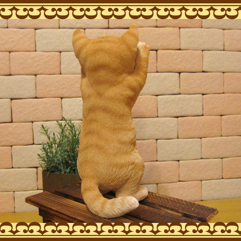 リアルなネコの置物 お願いキャット 3 チャトラ ねこの