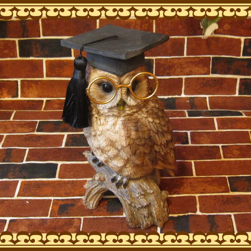 リアルな鳥の置物 ふくろう博士 フクロウのフィギュア ◇お部屋