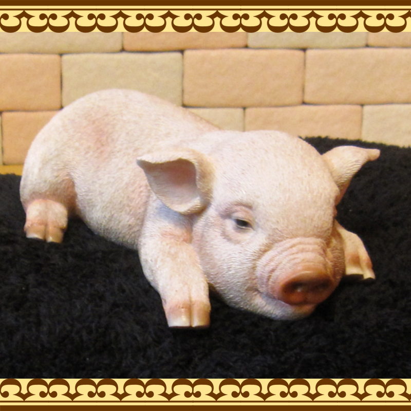 子ぶた リアルな豚の置物 ウトウト・ねむねむ ぶたのフィギア◇お部屋
