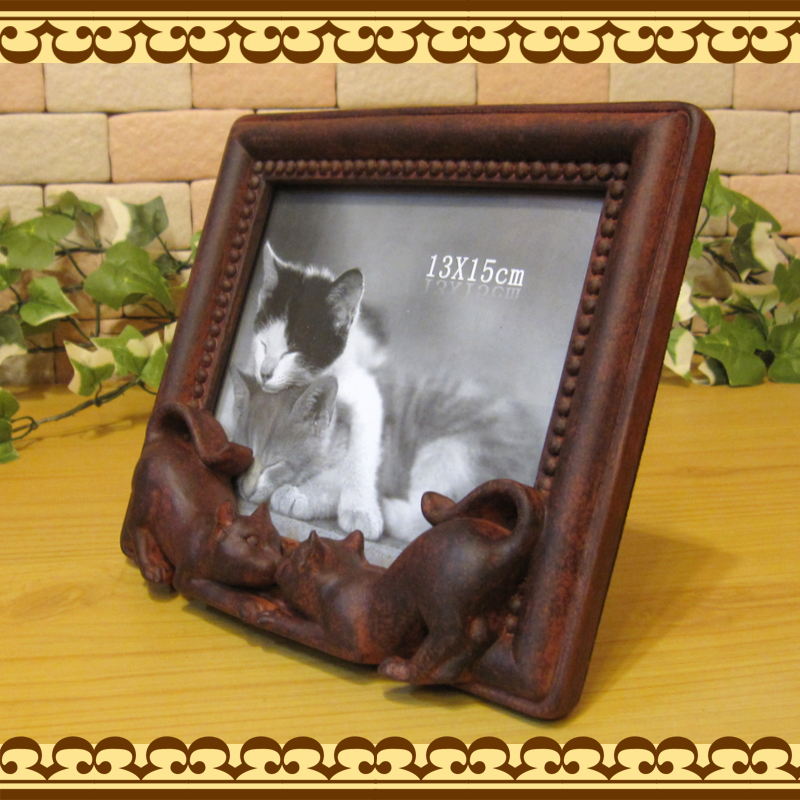 えすかろっぷ　アンティーク　猫　写真たて　フォトフレーム　小物入れ　置物 えすかろっぷ アンティーク 猫 写真たて フォトフレーム 小物