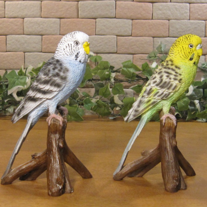 リアルな鳥の置物 レジン製 セキセイインコ フレンズ セット とり