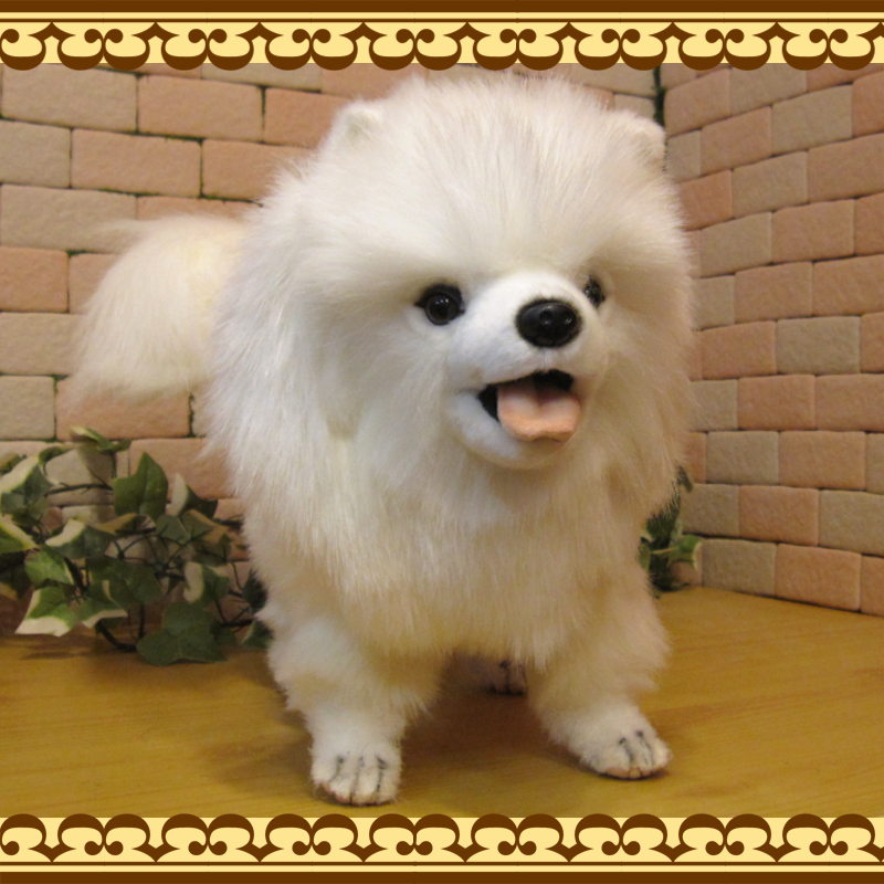 大きくてリアルな犬のぬいぐるみ ポメラニアン ホワイト ドッグ