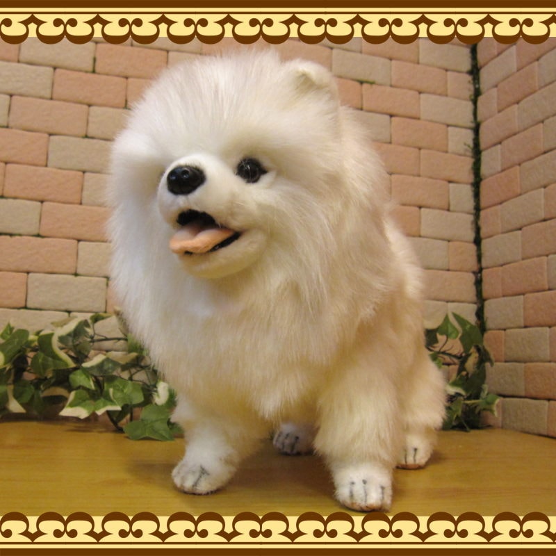 大きくてリアルな犬のぬいぐるみ ポメラニアン ホワイト ドッグ