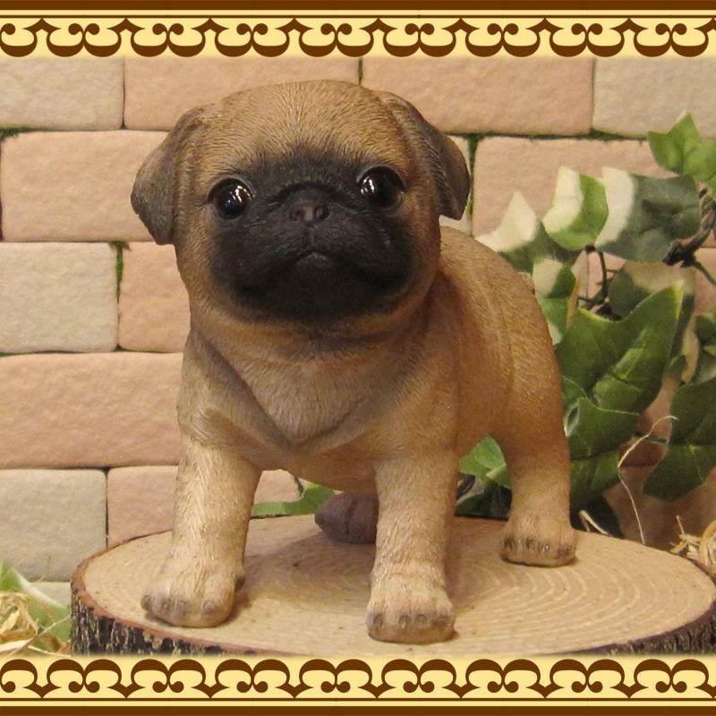 リアルな犬の置物 パグ スタンド スモール◇お部屋のインテリアにお庭