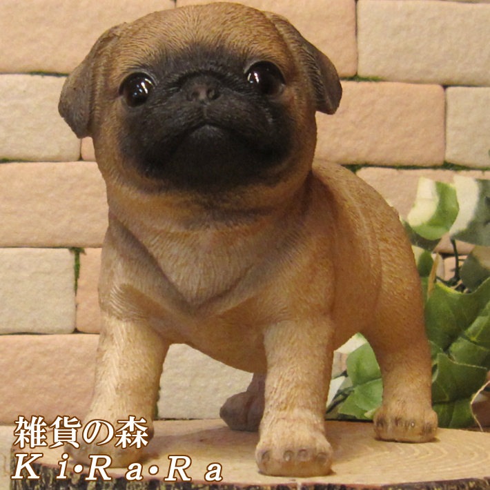 犬の置物 ゴールド/ 犬 オブジェ パグ 金色 インテリア 仔犬 dog