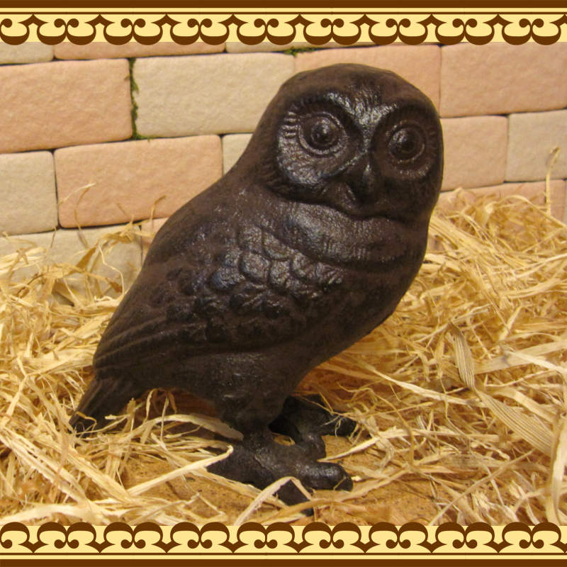 鳥の置物 アイアン 鉄製 ふくろうのフィギア ガーデン ◇お部屋