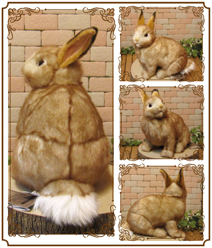 ウサギの置物 リアルな うさぎのぬいぐるみ クリームラビット オブジェ