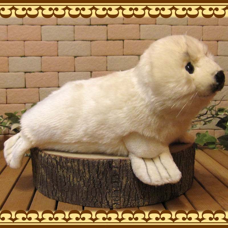 動物の置物 リアルな アザラシ 白あざらし ぬいぐるみ オブジェ