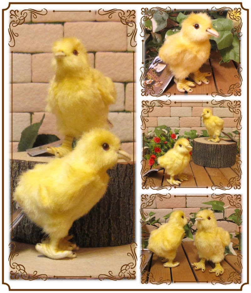 リアルな鳥のぬいぐるみ ヒヨコ 2羽セット トリの置物 バード