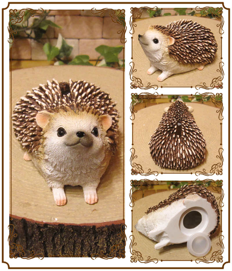 ハリネズミの置物 可愛い アニマル貯金箱 ヘッジホッグ バンク はり