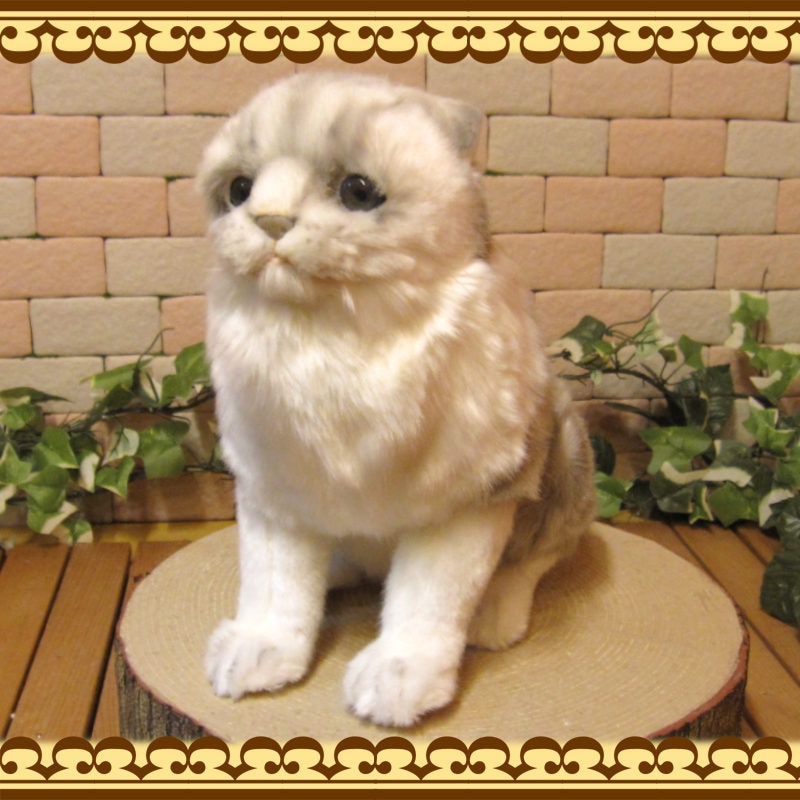 スコティッシュフォールド グレー キャット リアルな動物のぬいぐるみ