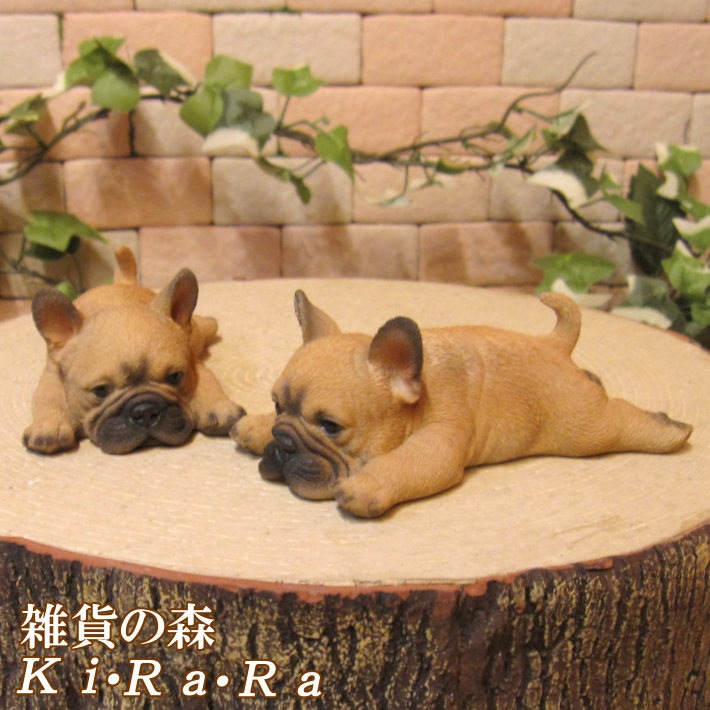 犬の置物 2体セット （ブルドッグ・マルチーズ）